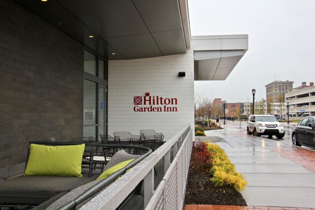 2020 12 04-e lee-camden waterfront hilton garden inn-grand opening exterior 4 Hilton Garden Inn Camden Waterfront opened on Friday, Dec. 4, 2020, becoming the first hotel in Camden in more than 50 years. (Emma Lee/WHYY