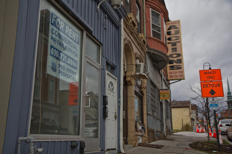 Vacant retail buildings in downtown Norristown