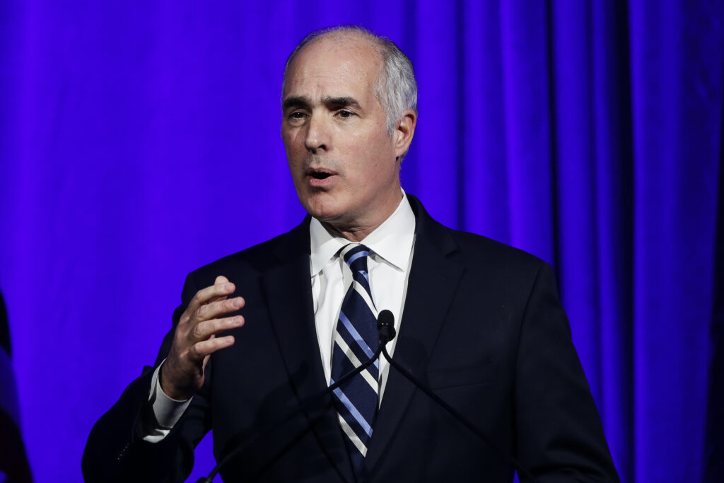 Bob Casey Sen. Bob Casey, D-Pa., speaks during a Pennsylvania Democratic Party fundraiser in Philadelphia, Friday, Nov. 1, 2019. (AP Photo/Matt Rourke)
