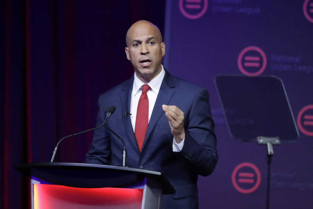 NCAA Compensation Athletes Then-Democratic presidential candidate Corey booker speaks during the National Urban League Conference in Indianapolis, in this Thursday, July 25, 2019, file photo. (AP Photo/Darron Cummings)