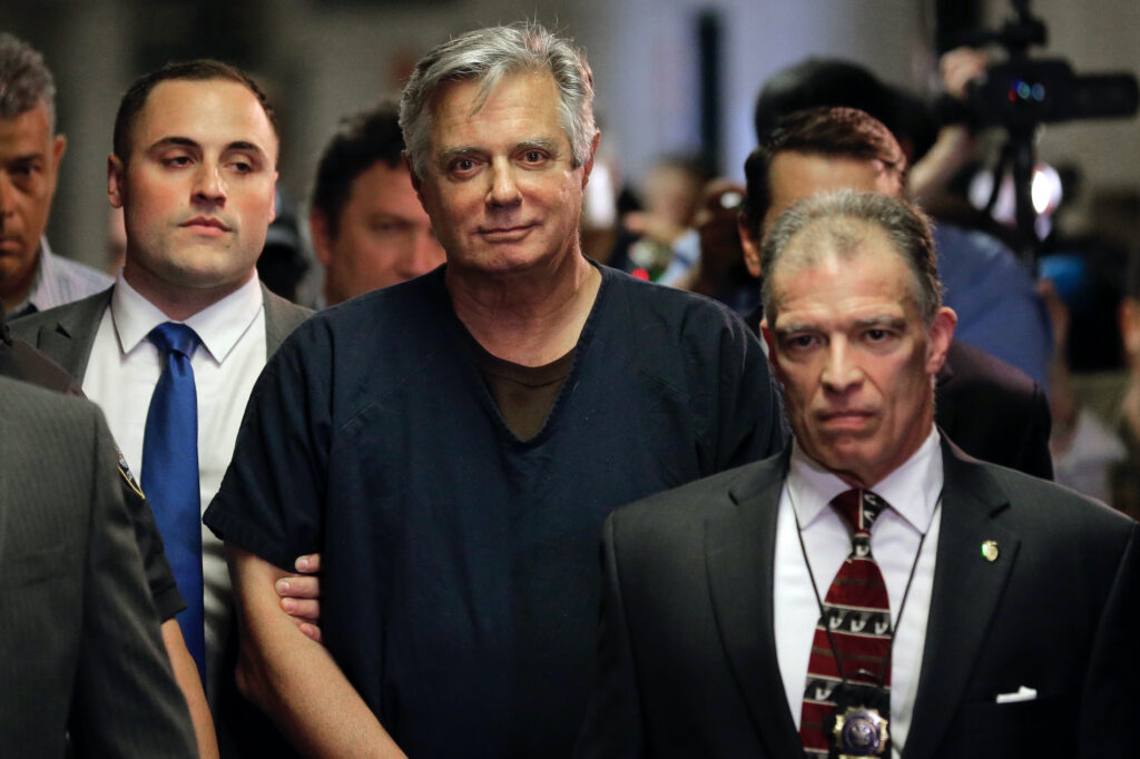 Trump-Pardons Paul Manafort arrives in court, Thursday, June 27, 2019 in New York. President Trump’s former campaign manager is to be arraigned on state mortgage fraud charges. (AP Photo/Seth Wenig)