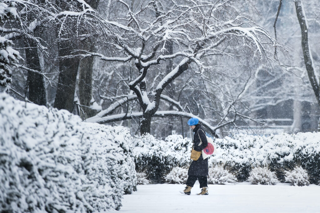 Pennsylvania Daily Life A woman walks in the snow at the Philadelphia Museum of Art in Philadelphia