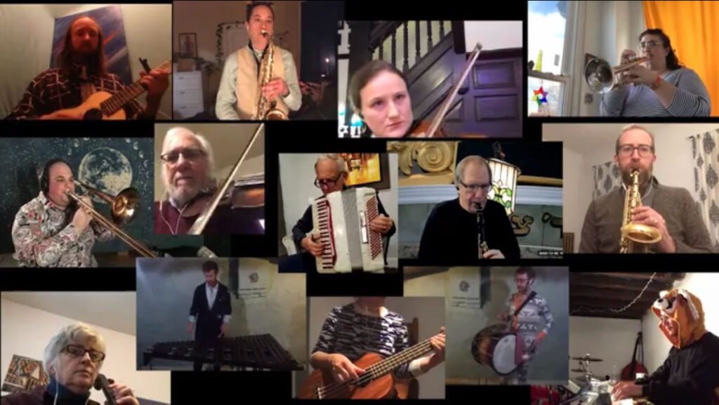 Image-from-iOS-(3) The Kol Tzedek Simcha band’s Zoom performance. (Kol Tzedek)