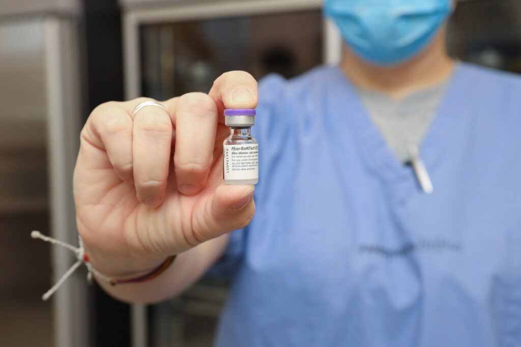 PAH_Penn_Medicine_12-15-20-0682 A vial of the Pfizer-BioNTech COVID-19 vaccine at Pennsylvania Hospital. (Courtesy of Penn Medicine)