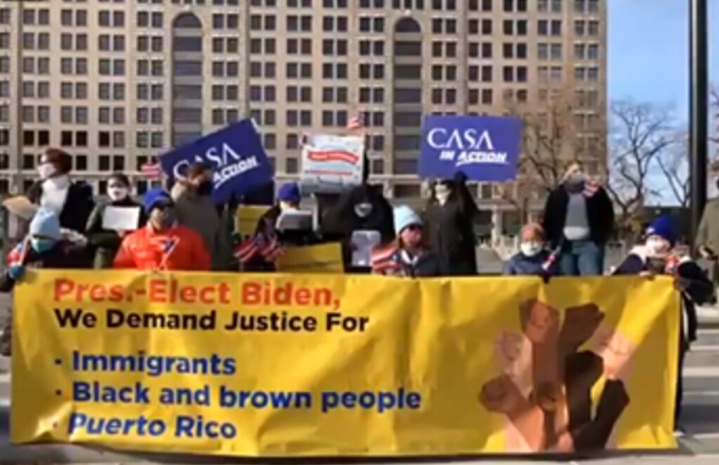 Protest Protesters gathered in downtown Wilmington Tuesday afternoon to send a message to President-elect Biden about protecting immigrants and reforming the criminal justice system. (Facebook)