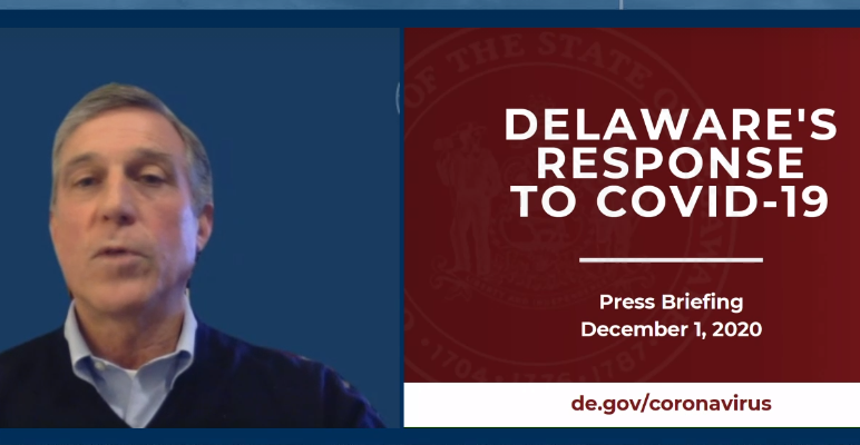 Screenshot 2020-12-01 135512 Gov. Carney was subdued Tuesday during his virtual briefing, urging Delawareans to