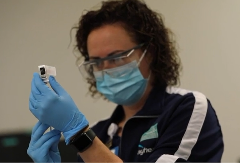 Screenshot 2020-12-15 110022 An employee Bayhealth Hospital in Dover gives a coronavirus vaccination. (Bayhealth Hospital)