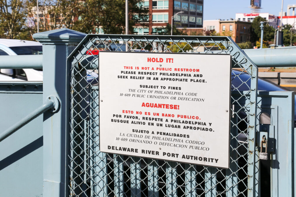 Signage telling people to 