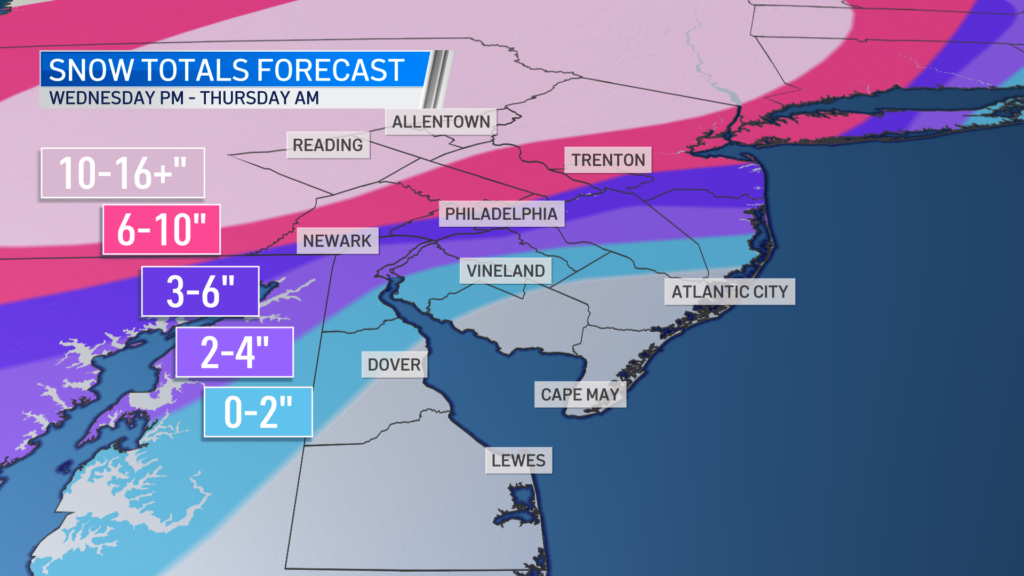 Snow-Forecast-Totals A look at estimated snow totals for the storm Wednesday into Thursday.