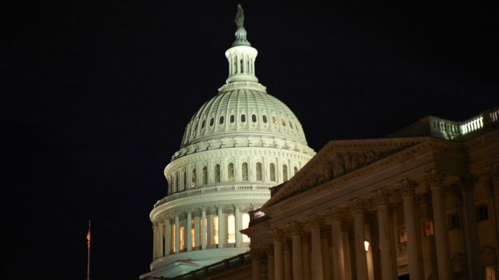 Republican and Democratic leaders are still trying to reach a deal on both an annual spending bill and coronavirus relief legislation. Congress was due to finish up work on Friday but will need more time to wrap up year-end business. The United States Capitol building.