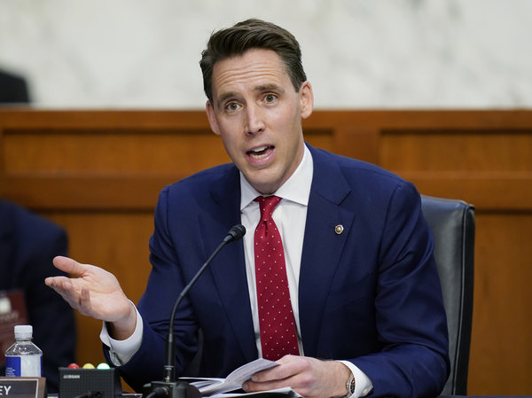 Josh Hawley Sen. Josh Hawley, R-Mo., talks during the confirmation hearing for Supreme Court nominee Amy Coney Barrett before the Senate Judiciary Committee