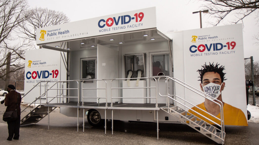 The new COVID-19 mobile testing facility in Philadelphia will test at sites of outbreaks as cases decline. (Kimberly Paynter/WHYY)