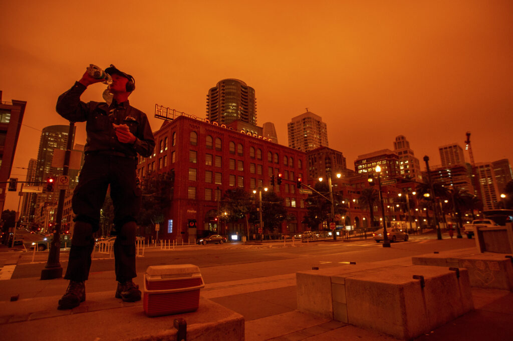 Smoky skies cast a reddish glow to San Francisco skies when the Northern California wildfires were burning earlier this year. Smoky skies cast a reddish glow to San Francisco skies when the Northern California wildfires were burning earlier this year. (Ray Chavez/MediaNews Group/The Mercury News via Getty Images)