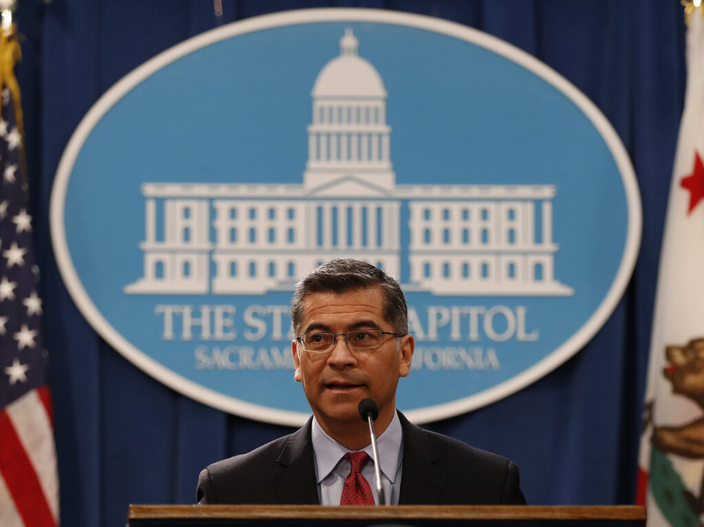 California Governor Jerry Brown Addresses Dept. Of Justice Lawsuit Against California California Attorney General Xavier Becerra speaks during a press conference at the California State Capitol