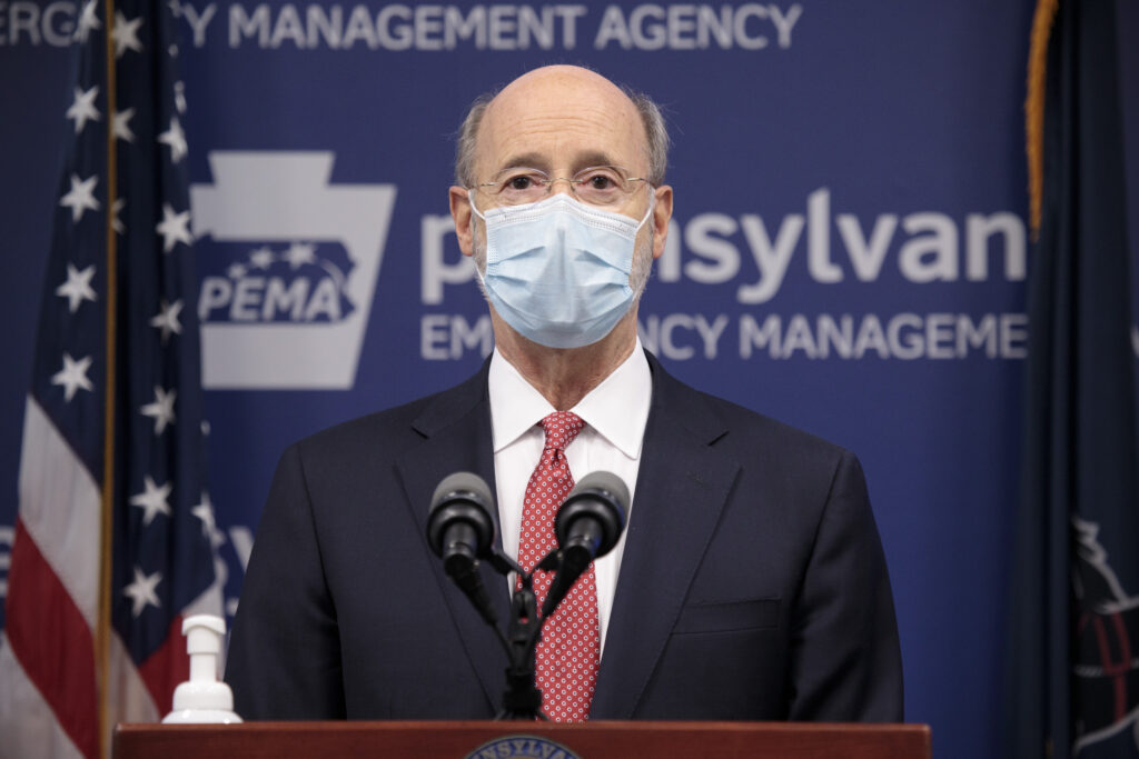 gov_tom_wolf_generic_12_120220 Pennsylvania Gov. Tom Wolf addresses the media while wearing a face mask
