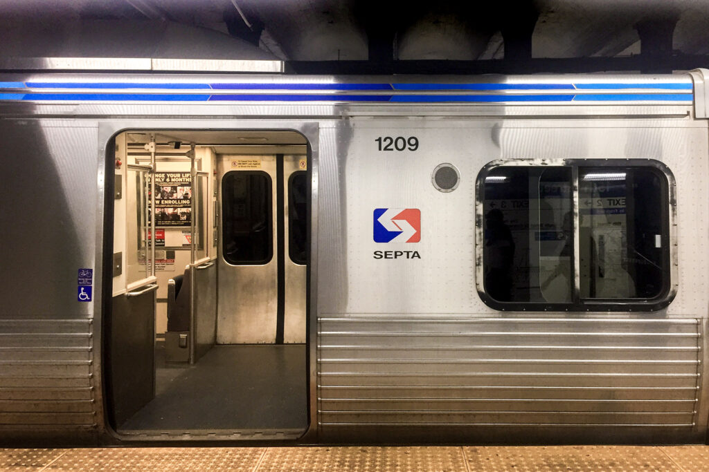 slack-imgs An empty SEPTA train car.