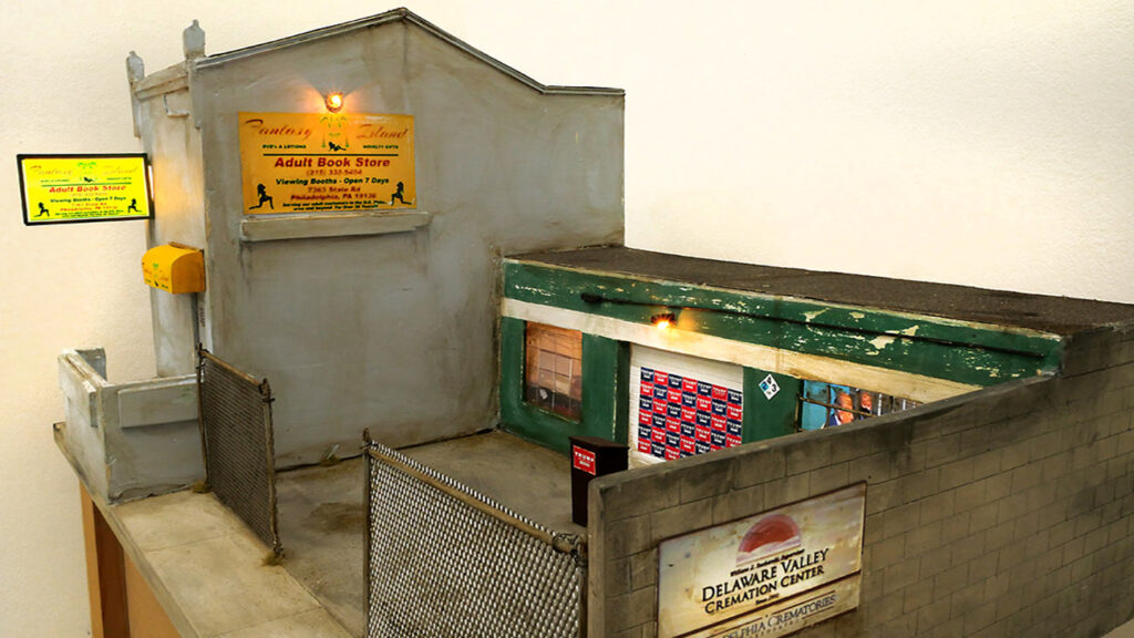 totallandscaping-artwork-01 'Four Seasons Total Landscaping and Fantasy Island Adult Books 2020' (wood, plaster, paint, metal, lights, lcd screen, media player, speakers, transformer) (Courtesy of Tracey Snelling)