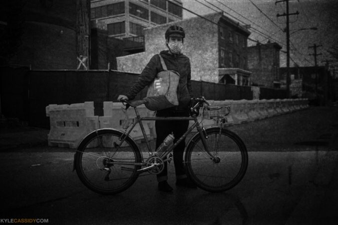 Travis is a bicycle delivery person for Caviar. (Kyle Cassidy)