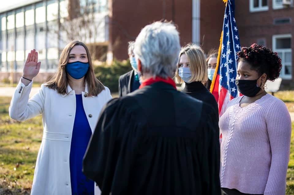 136412657_693663774679424_3167779990495061799_n Sarah McBride was sworn into office as a Delaware state Senator on Jan. 12, 2021, becoming the state's first openly transgender lawmaker. (Photo by Kyle Grantham)
