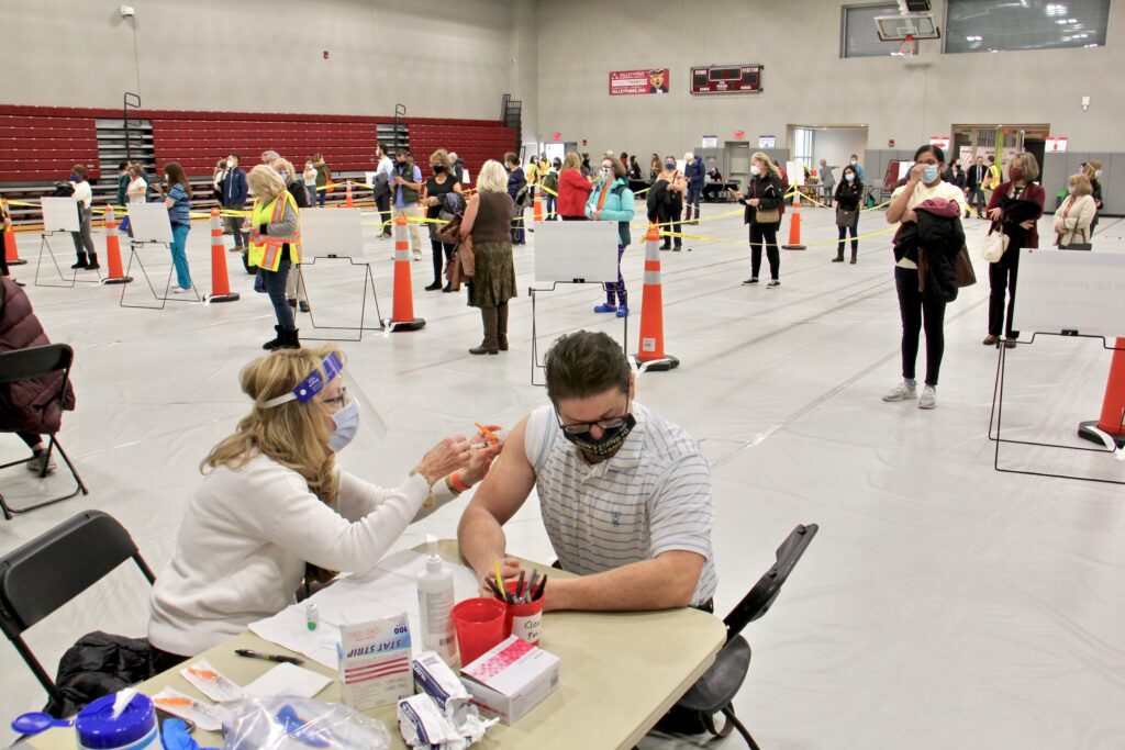 2021 01 06-e lee-nicholas drago-blue bell pa montgomery county community college-covid vaccination clinic Nicholas Drago gets a COVID-19 vaccination