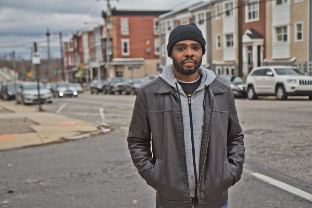 2021 01 19 k paynter_-8 De’Wayne Drummond, president of the Mantua Civic Association, at 34th and Wallace streets in Philadelphia. (Kimberly Paynter/WHYY)