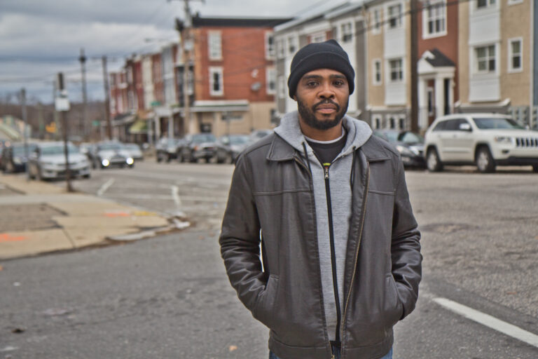 De’Wayne Drummond, president of the Mantua Civic Association, at 34th and Wallace streets in Philadelphia. (Kimberly Paynter/WHYY)