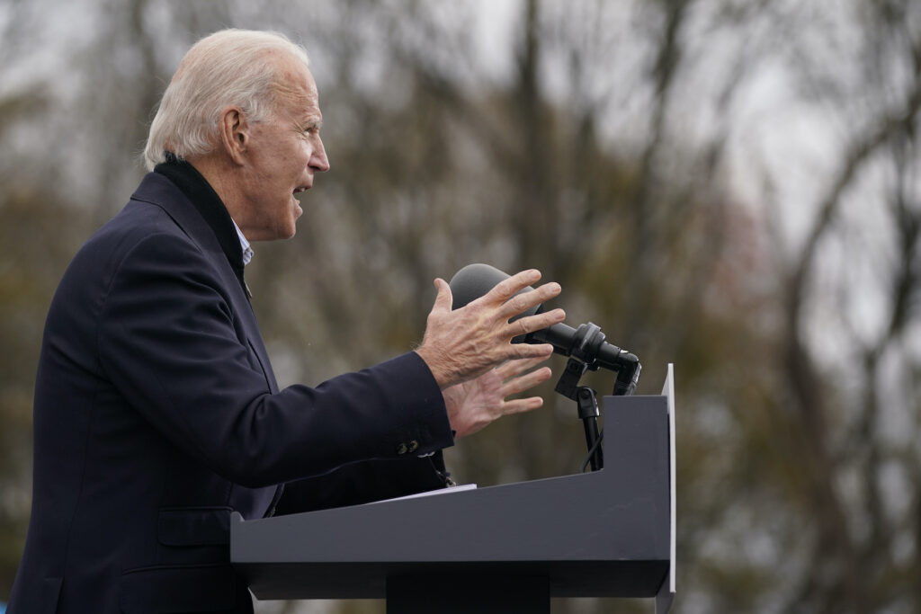 Joe Biden President-elect Joe Biden speaks at a drive-in rally for Georgia Democratic candidates for U.S. Senate Raphael Warnock and Jon Ossoff, Tuesday, Dec. 15, 2020, in Atlanta. (AP Photo/Patrick Semansky)