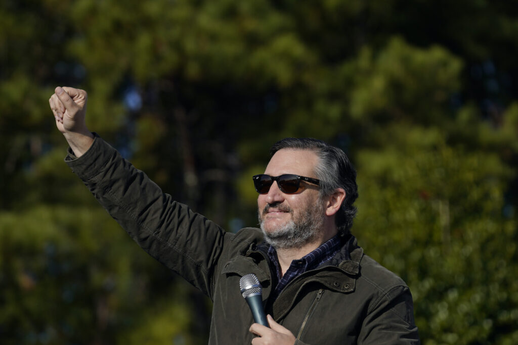 Ted Cruz Sen. Ted Cruz, R-Texas, greets a crowd before he speaks at a campaign rally for Sen. Kelly Loeffler, R-Ga., on Saturday, Jan. 2, 2021, in Cumming, Ga. (AP Photo/Brynn Anderson)