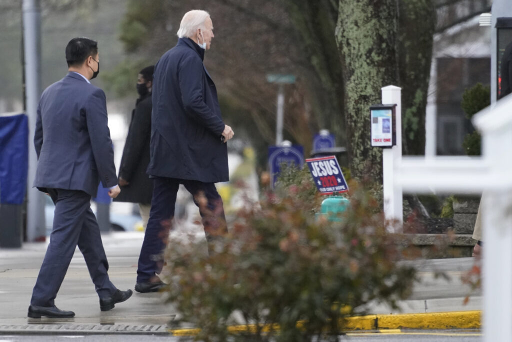 Joe Biden President-elect Joe Biden arrives at St. Edmond Catholic Church in Rehoboth Beach, Del., Sunday, Jan. 3, 2021. (AP Photo/Carolyn Kaster)