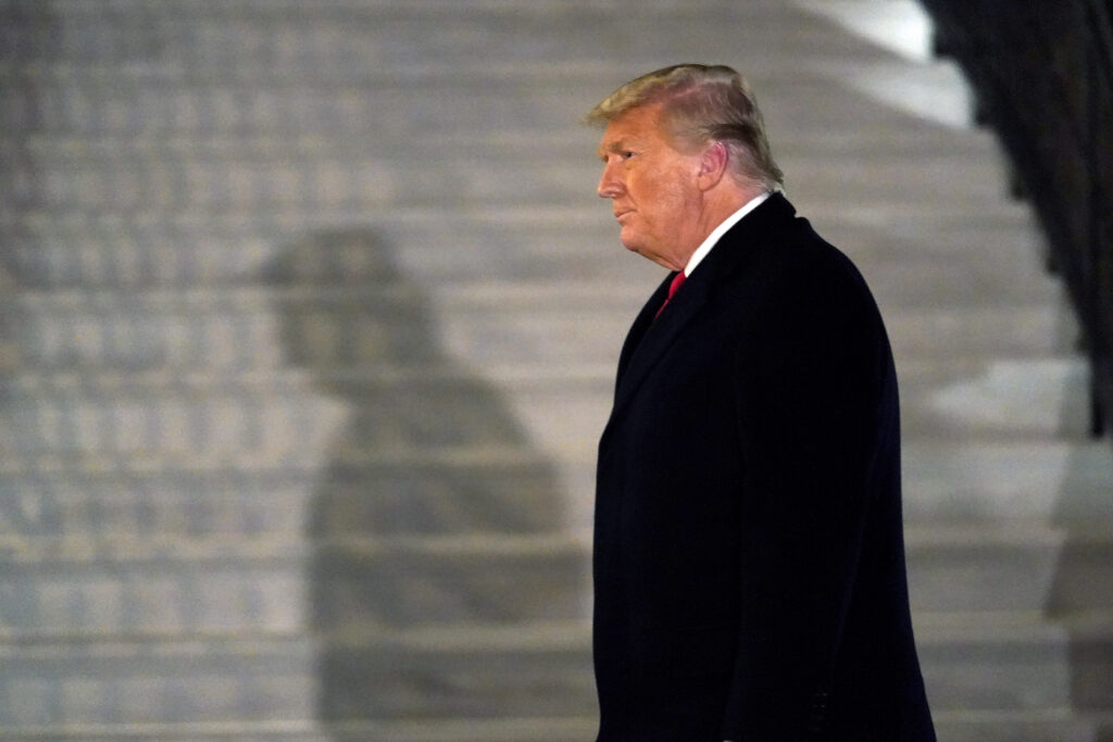 Twitter-CEO Statement-Trump Ban President Donald Trump arrives on the South Lawn of the White House, Tuesday, Jan. 12, 2021, in Washington. The president was returning from Texas. (AP Photo/Gerald Herbert)