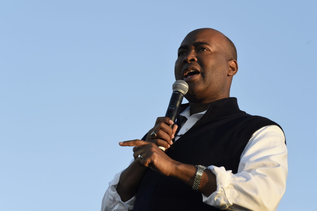 Jaime Harrison FILE - In this Oct. 17, 2020, file photo then-Democratic U.S. Senate candidate Jaime Harrison speaks at a campaign rally in North Charleston, S.C. Harrison, the failed South Carolina Senate candidate and longtime Democratic Party official, is President-elect Joe Biden’s choice to lead the national party, according to multiple party officials. (AP Photo/Meg Kinnard, File)