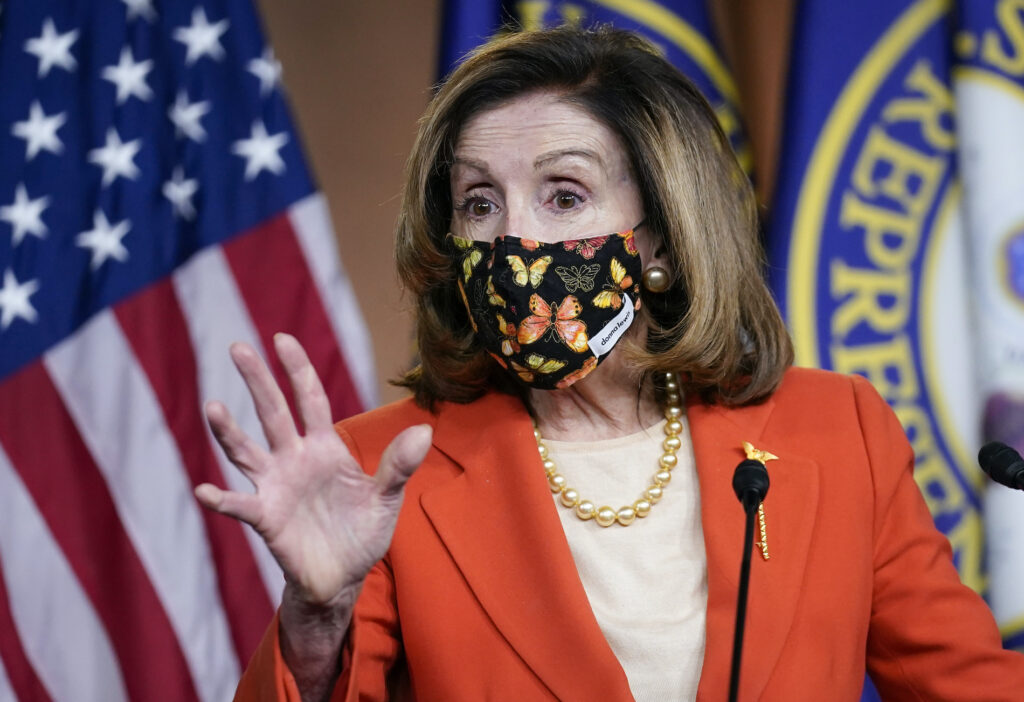 Nancy Pelosi After leading the second impeachment of President Donald Trump this week, Speaker of the House Nancy Pelosi, D-Calif., holds a news conference at the Capitol in Washington, Friday, Jan. 15, 2021. Pelosi and House Democrats, joined by a few Republicans, delivered the historic rebuke of Trump for his incitement of the mob that attacked the Capitol on Jan. 6, 2021. (AP Photo/J. Scott Applewhite)
