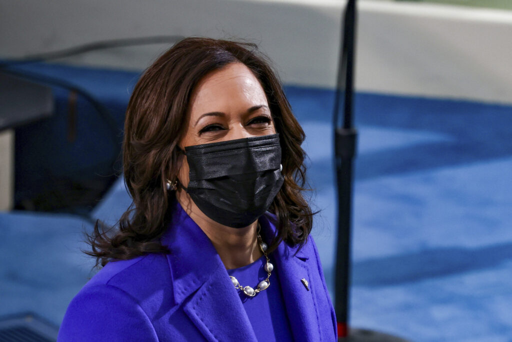 Biden Inauguration Vice President Kamala Harris looks on during the inauguration of President Joe Biden on the West Front of the U.S. Capitol on Wednesday, Jan. 20, 2021 in Washington. (Tasos Katopodis/Pool Photo via AP)