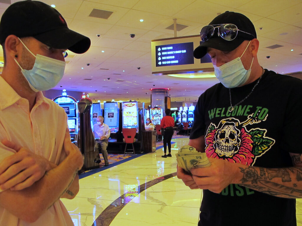 Gambling Revenue New Jersey Gamblers count their money before starting to make bets at the Hard Rock casino in Atlantic City