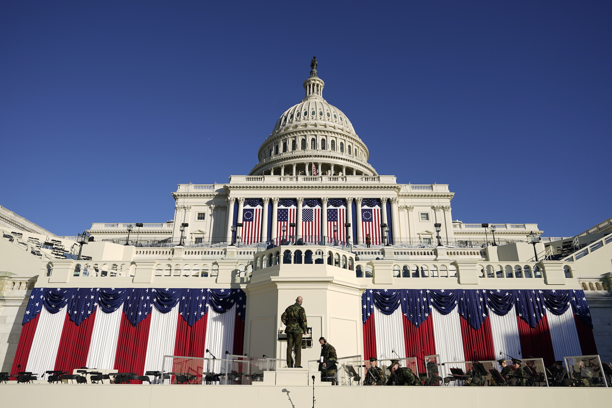 A view of the inaugural stage outside the Captiol