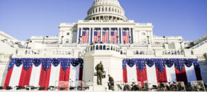 A view of the inaugural stage outside the Captiol
