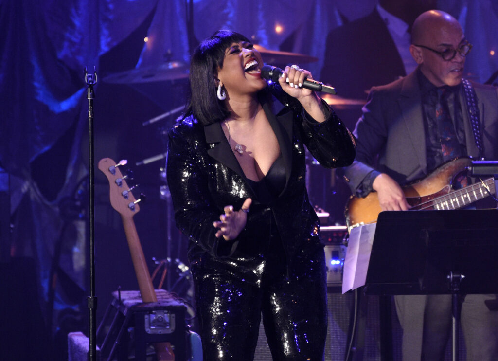 Jazmine Sullivan Jazmine Sullivan performs at the Pre-Grammy Gala And Salute To Industry Icons