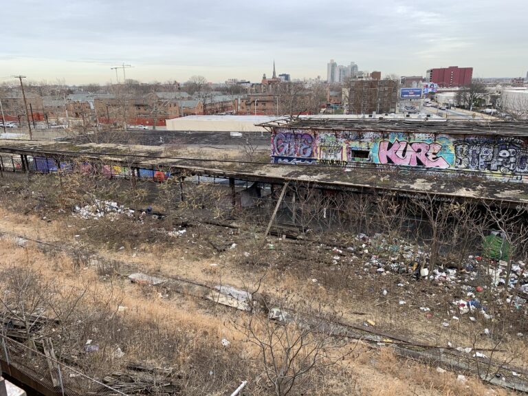 An aerial view of the derelict Spring Garden Station that was once part of the Reading Railroad. (Courtesy of Arts & Crafts Holdings)