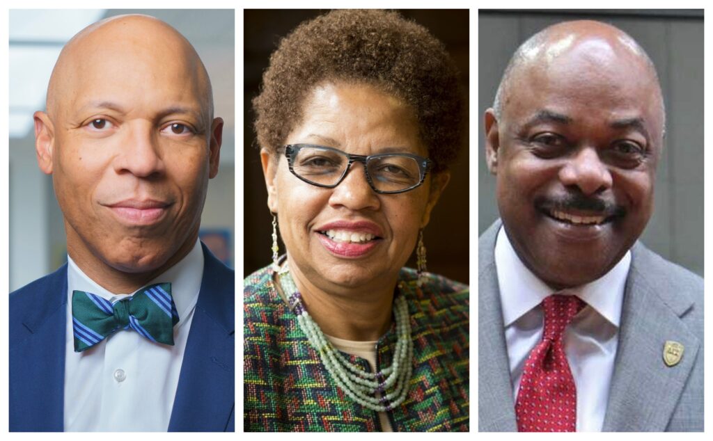 From left, Philadelphia Schools Superintendent William Hite, Philadelphia Board of Education President Joyce Wilkerson, and Philadelphia Federation of Teachers President Jerry Jordan. (School District of Philadelphia/Philadelphia Federation of Teachers)