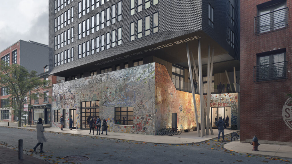 Architectural rendering of the apartment building proposal for the Painted Bride site from Atrium Design Group (Courtesy of Atrium Design Group)