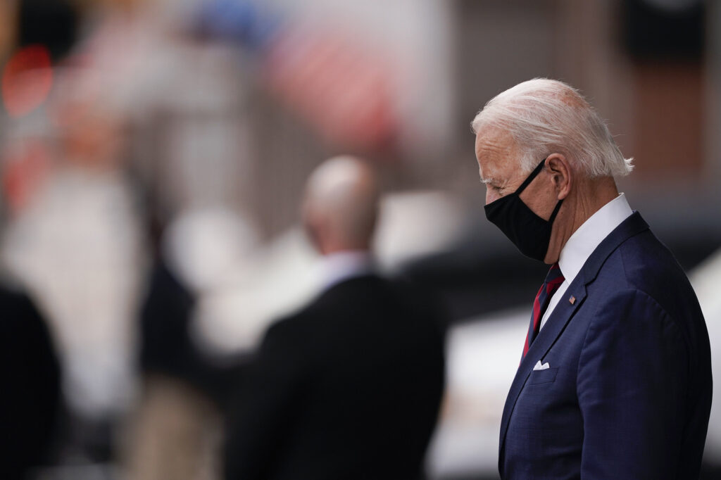 Joe Biden President-elect Joe Biden leaves at The Queen Theater after announcing his climate and energy team nominees and appointees in Wilmington Del., Saturday, Dec. 19, 2020. (AP Photo/Carolyn Kaster)