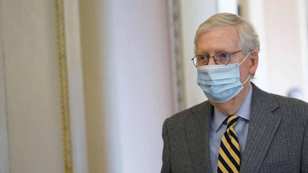 Senate Majority Leader Mitch McConnell of Ky., walks to the Senate floor on Capitol Hill