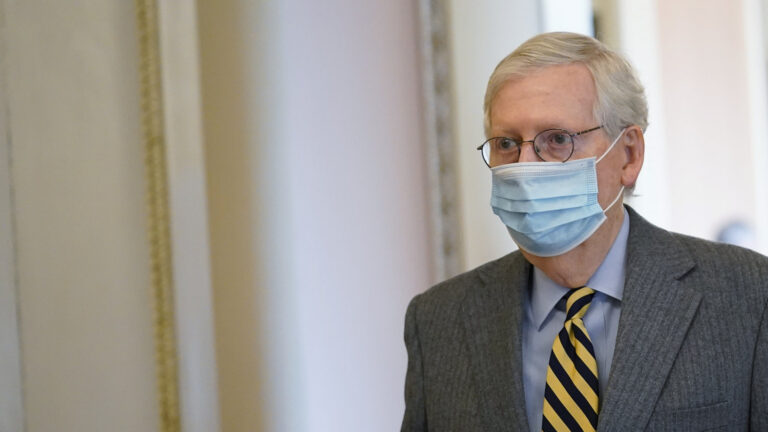 Senate Majority Leader Mitch McConnell of Ky., walks to the Senate floor on Capitol Hill