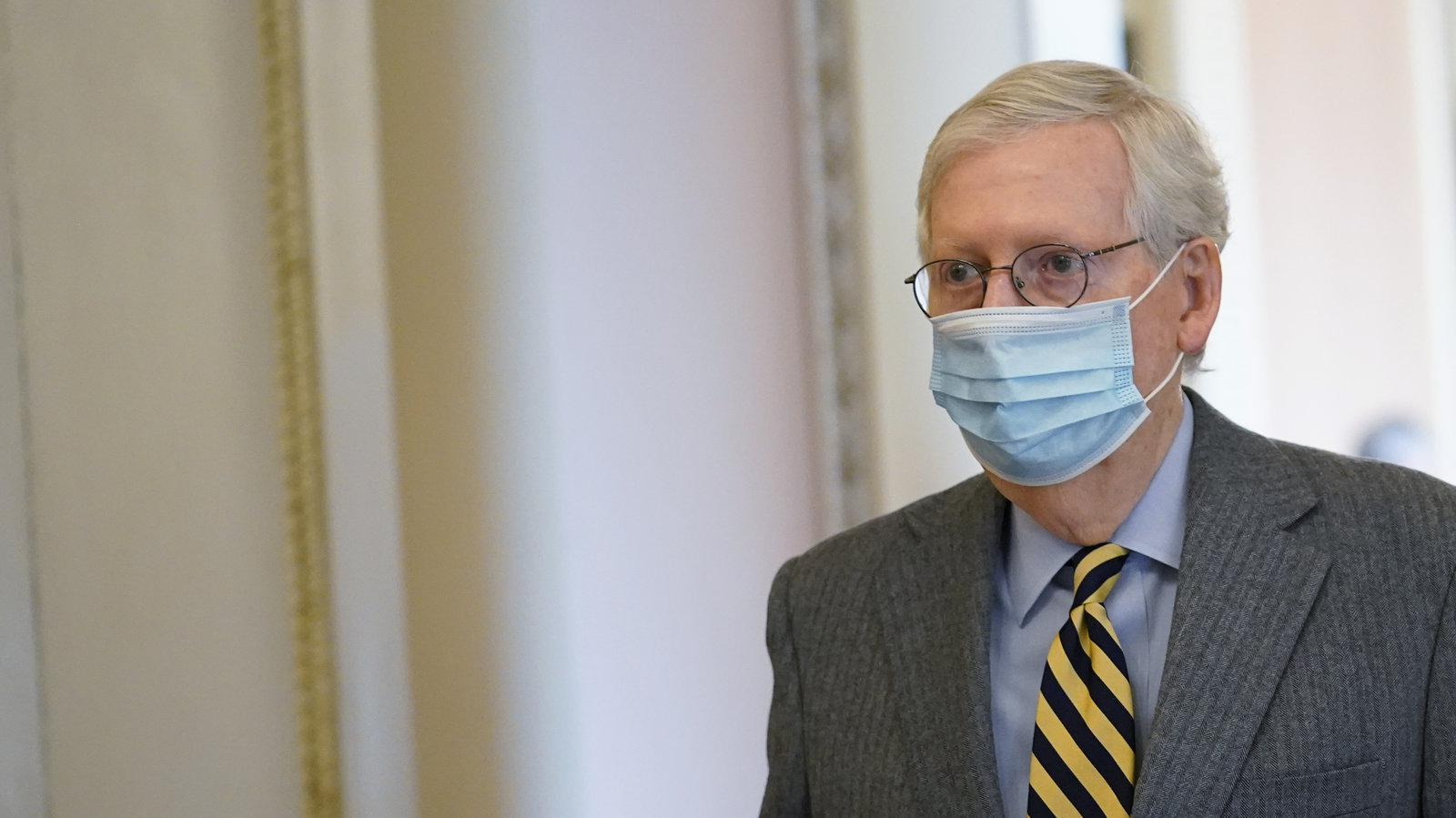 Senate Majority Leader Mitch McConnell of Ky., walks to the Senate floor on Capitol Hill