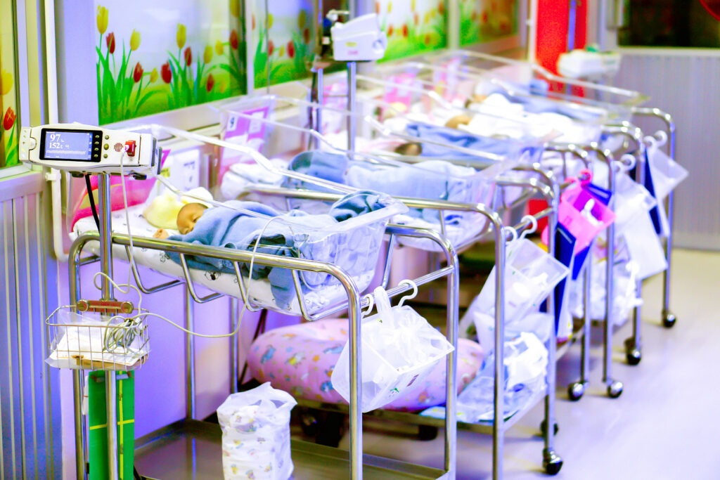 6 August 2017, Bangkok, Thailand : Sick Newborns Baby Sleeping I newborn babies