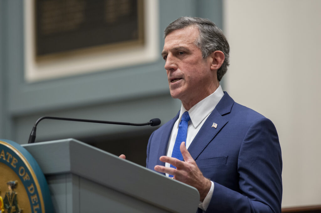 gov_john_carney_generic_01_012821 Delaware Gov. John Carney speaks at a podium