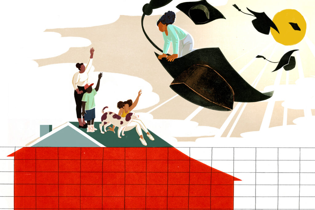 Middle-income family in debt. (Delphine Lee/NPR)