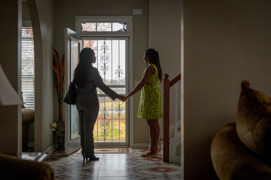 Sandra’s 17-year-old daughter, Lindsey, has autism. Lindsey thrives on routine, and got special help at school until the coronavirus pandemic cut her off from the trained teachers and therapists she’d come to rely on. A portrait of Sandra and her daughter Lindsey, 17, at their home in Riverdale