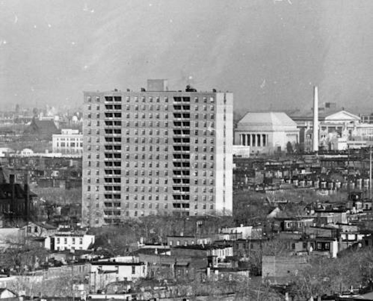 Mantua Hall, a high-rise public housing building, in West Philadelphia in 1964