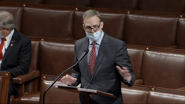 Rep. Scott Perry, R-Pa., speaks as the House debates the objection to confirm the Electoral College vote from Pennsylvania